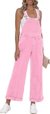 Womens Denim Overalls Loose Fit Wide Leg Stretch Jumpsuit Y2K Style Comfy Casual