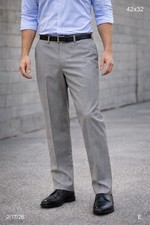 Chaps Dress Pants Mens 42x32 Taupe Brown Slim Fit Flat Front Business Office