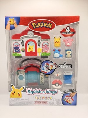 Pokemon Center Playset Squish-A-Longs Pikachu Chansey Marill Snorlax NEW