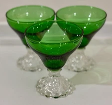 Set of 3 Vntg Anchor Hocking Burple Green Glass Barware Sherbet/Ice Cream 3 5/8”