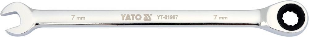 Clé à cliquet Yato 7 mm en acier chrome vanadium pour écrous hexagonaux