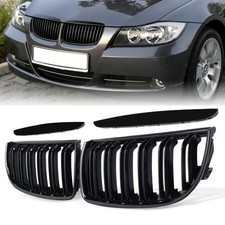 für BMW 3er E90 E91 2004-2008 Nieren Grill GLANZ SCHWARZ Kühlergrill Doppelsteg