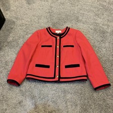 J. CREW Pink/Navy BlueTrim 100 Wool Blazer Jacket Gold buttons Size 6 Classic