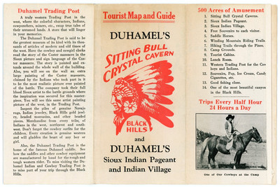 1920s-30s Duhamel's Sitting Bull Crystal Cavern Indian Village Foldout Map #8R
