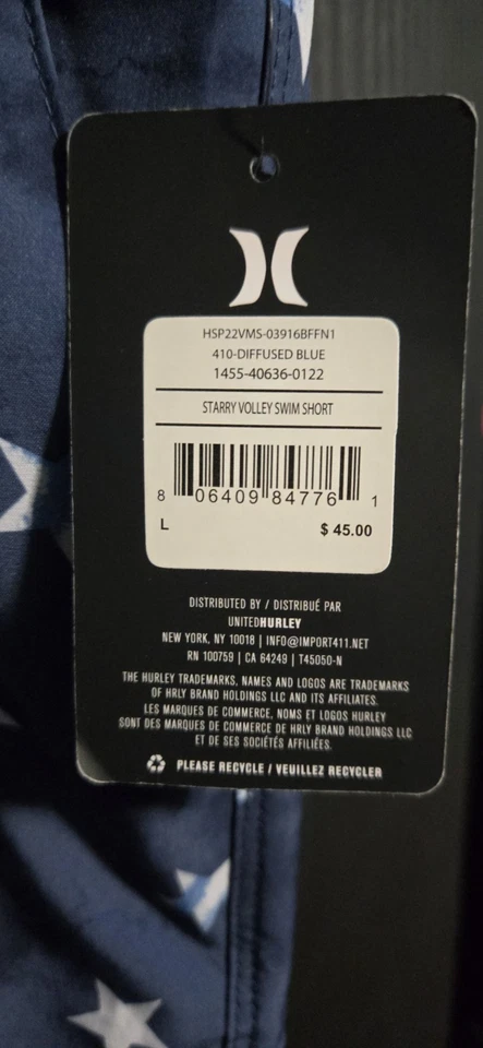 Pantalones Cortos de Natación Hurley Para Hombre Volley Talla Grande 18 pulgadas Nuevos con Etiquetas Rojo Blanco Azul Patrón de Estrellas Foto 2 de 4