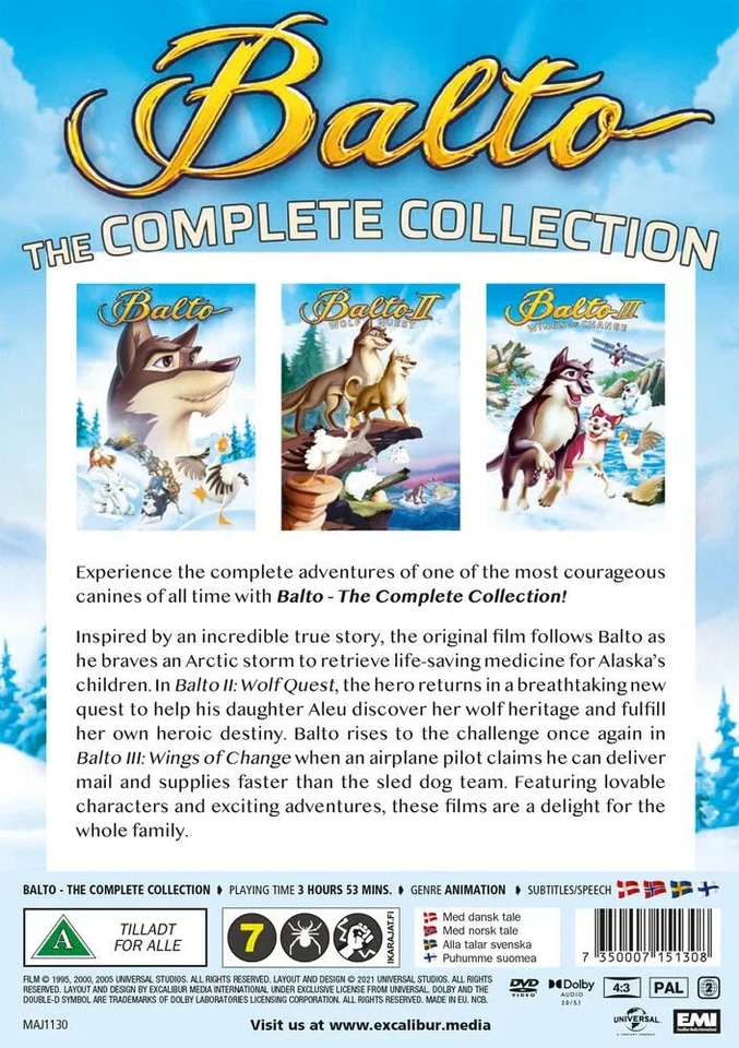 Balto 1 to 3 Complete Movie Trilogy DVD - Image 2 of 2