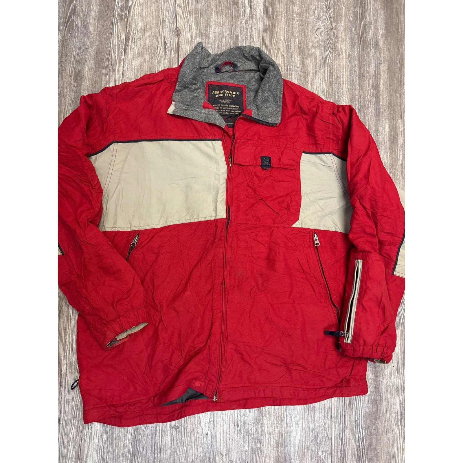 Vintage 92 Abercrombie & Fitch Red Jacket Full Zip Lightweight Size L image 1