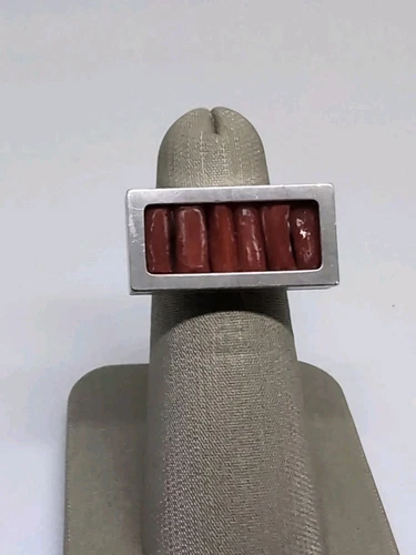 Vintage Modernist LoR Coral Silver Rectangular Top Unusual Ring Size 6.5