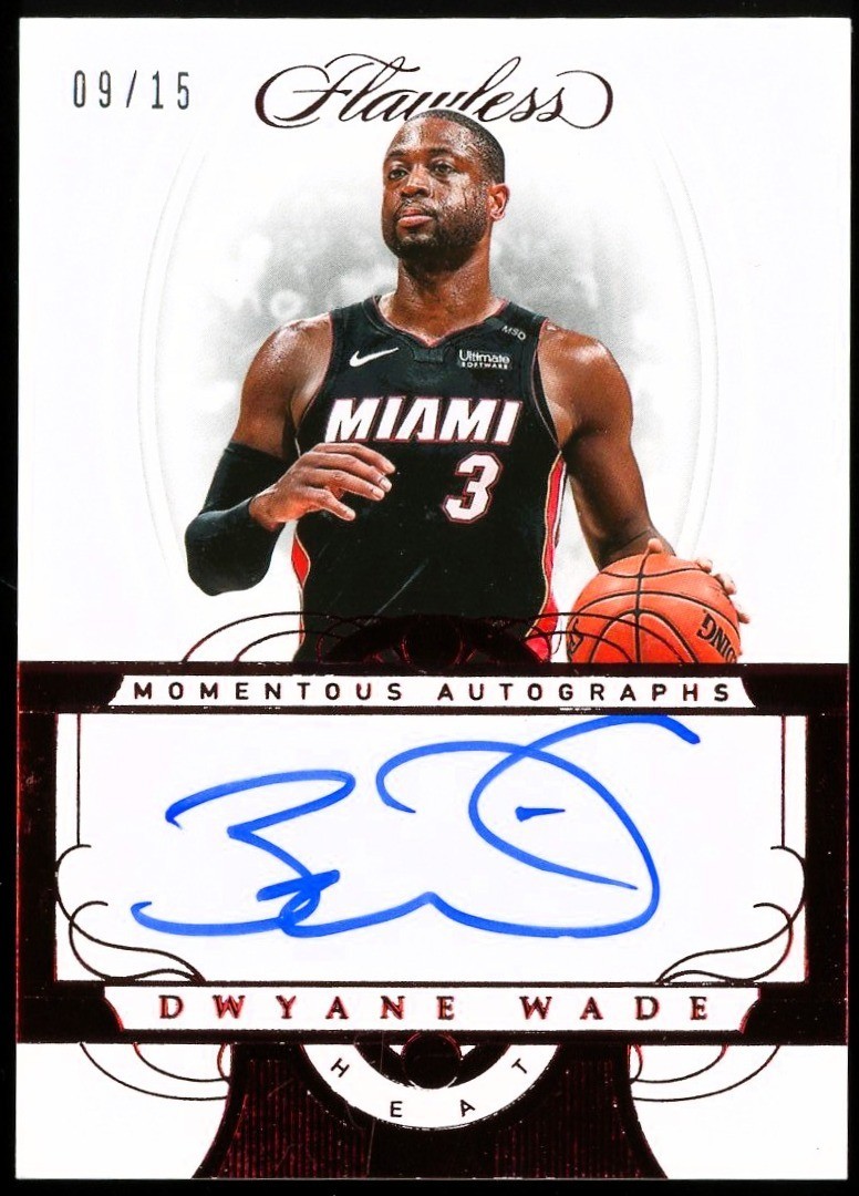2017-18 Panini Flawless MOMENTOUS AUTOGRAPHS AUTO RUBY #'d 09/15 Dwyane Wade