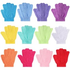 24 Pcs Exfoliating Bath Gloves Body Scrub Gloves with Hanging Loop for Shower