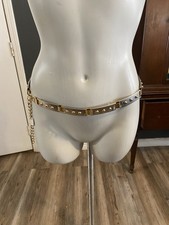 VTG Escada Matte Silver Gold Tone Belt Industrial Made In Spain Adjustable