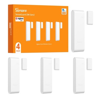 4Packs SONOFF ZigBee Smart Tür-und Fenstersensor mit Alarm APP-Steuerung Alexa