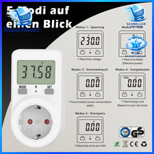 Stromzähler Steckdose Energiekostenmessgerät mit Speicherfunktion KWH Watt