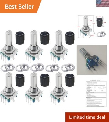 6Pcs Rotary Encoder with Push Button 360° 5 Pins and Knob Cap for Arduino, Ra...