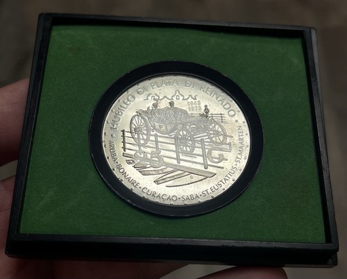 1973 Netherlands Antilles 25 Gulden Silver Proof Commemorative Coin Juliana - Picture 15 of 17