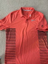 Nike Golf Dri Fit Coral Stripe Golf Polo Shirt Mens Medium MICKEY DISNEY 2018