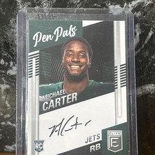 2021 Donruss Elite Michael Carter Pen Pals Black  Ink RC Auto #PP-MCA Jets