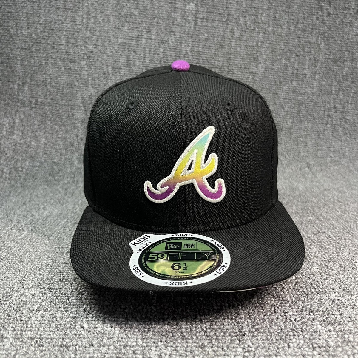 New Era 59FIFTY Kids Atlanta Braves Gradient Feel Fitted Hat 6 1/2 52cm Black