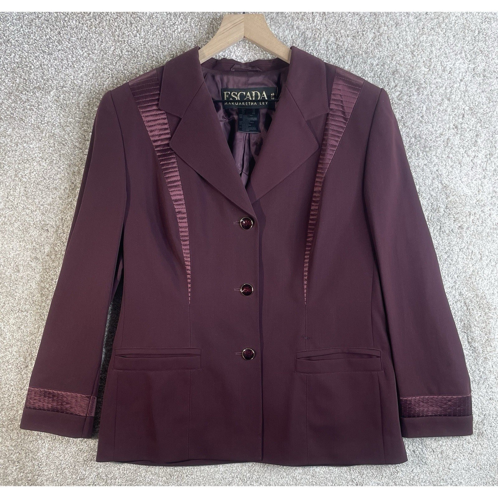 Escada Blazer Womens 42 Plum Burgundy Vintage Margare… - Gem