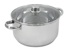 502388 stainless steel pot 10 L glass lid diameter 28 cm, silver