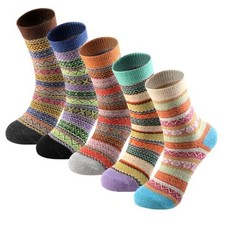 Pleneal Wool Socks for Women - Womens One Size 5 Pairs Vertical Stripes,6-10