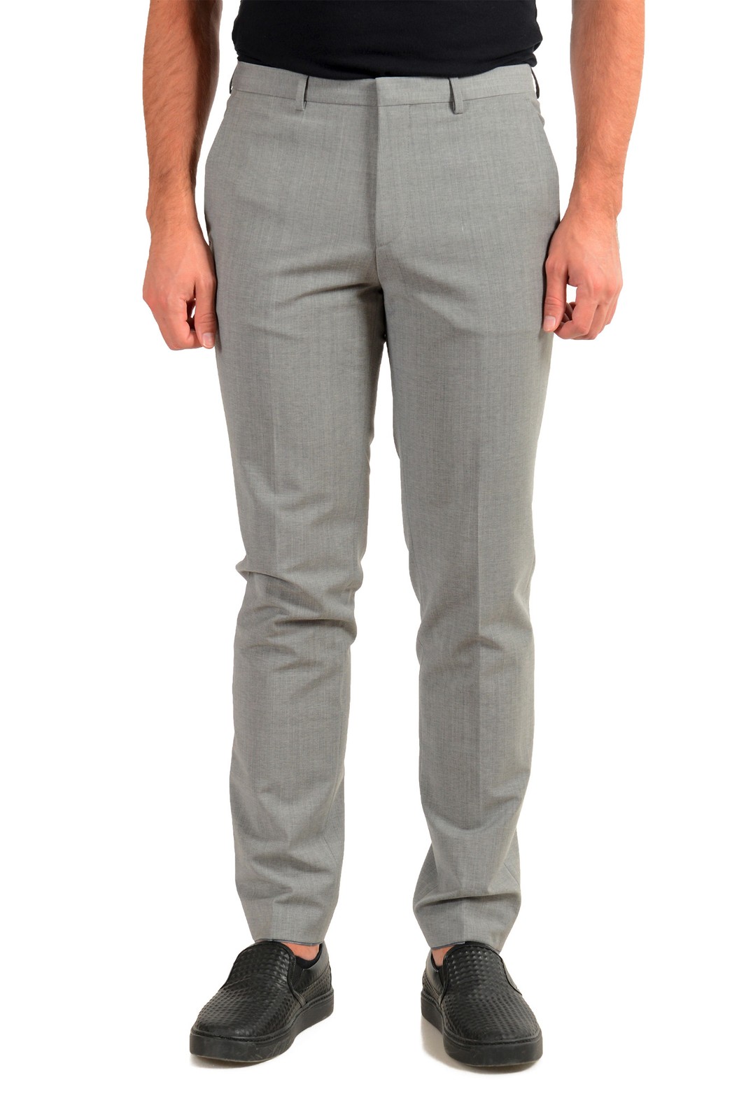 Hugo Boss Mens Hesten194 Gray Wool Flat Front Dress Pants US 34R IT 50 15190₽