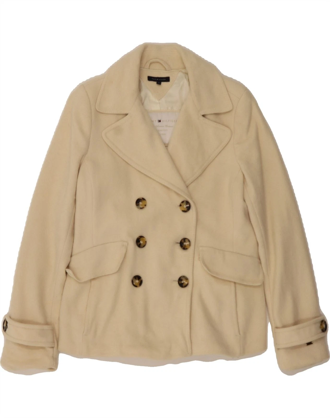 OFF WHITE Cappotto donna Tommy Hilfiger Pea UK 10 piccolo bianco sporco lana CW01