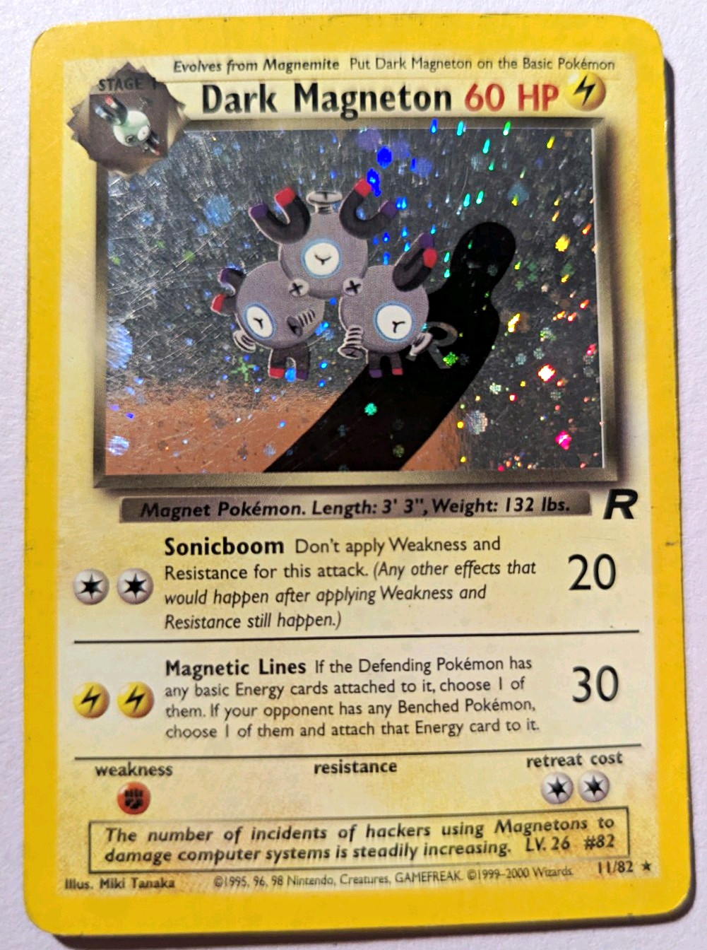Pokemon TCG Dark Magneton Team Rocket 11/82 Holo Rare 60 HP English 2000