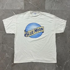 Vintage Blue Moon Beer Graphic Tee Mens XL Short Sleeve T Shirt White