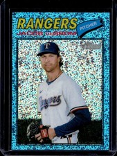 2026 Topps Heritage Jacob deGrom Chrome Light Blue Sparkle Refractor #98 Rangers