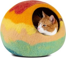 Cat Cave   Premium Felt Cat Bed for Indoor Cats, Handmade 100 Merino Wool, Ca...