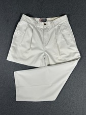 Chaps Ralph Lauren Mens 30x30 White Pleated Chino Pants Classic Fit