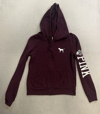 PINK Victoria s Secret Hoodie Women s Size XS Burgundy Full Zip Up