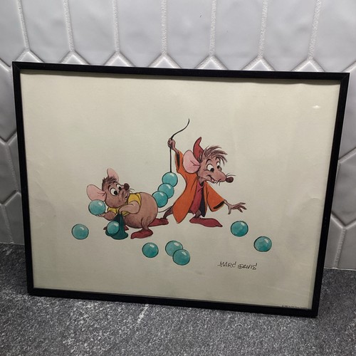 Vintage Disney Cinderella Production Sketch Jaq And Gus Signed Framed COA 