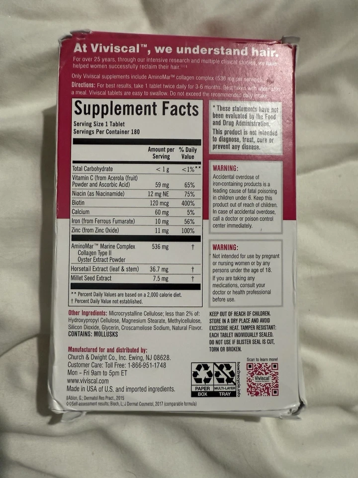 👑Premium - Suplemento para el crecimiento del cabello Viviscal para mujeres 180 comprimidos suministro para 3 meses Foto 2 de 4