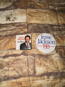 Vintage Jesse Jackson 1988 Campaign Button 2.5" And 1.5” Square 1984 Pinback OEM