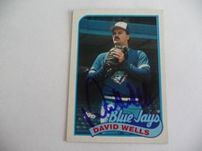 DAVID WELLS TORONTO BLUE JAYS 1989 TOPPS AUTOGRAPHED PLAYER CARD
