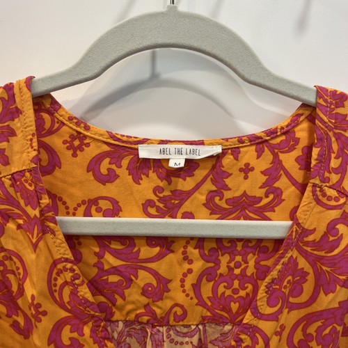 Anthropologie Abel The Label High Low V Neck Maxi Dress Orange Pink Size Medium - Picture 4 of 13