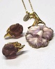 Park Lane Vintage Purple Daffodil Frosted Glass Necklace & Earrings Set — photo 3
