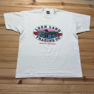 Vintage 90s Loon Land Trading Co Minocqua Wisconsin Graphic T-Shirt USA - XL