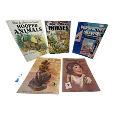 Lot of 5 Drawing Books – Animals, Art Techniques & How-To Guides Softcover