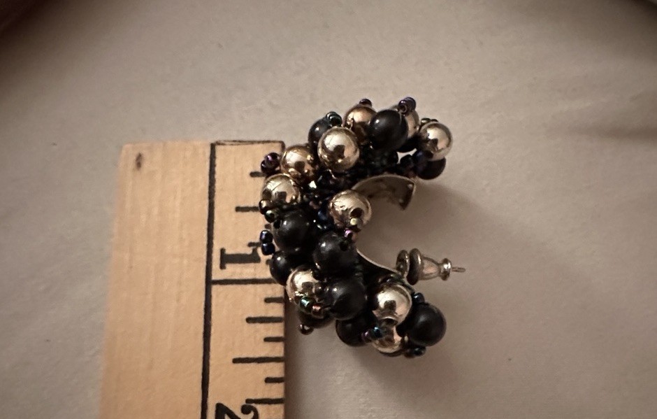 Bold Statement Earrings Beaded Cluster Vintage - image 4