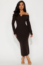 SWEATER DRESS Size 2x NWT MIDI LENGTH CHOCOLATE BROWN PLUS SIZE Free shipping