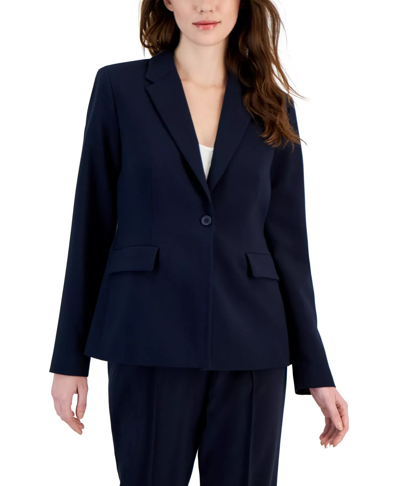 T Tahari Women's Jacket Sz 14 Notch-Lapel One-Button Blazer