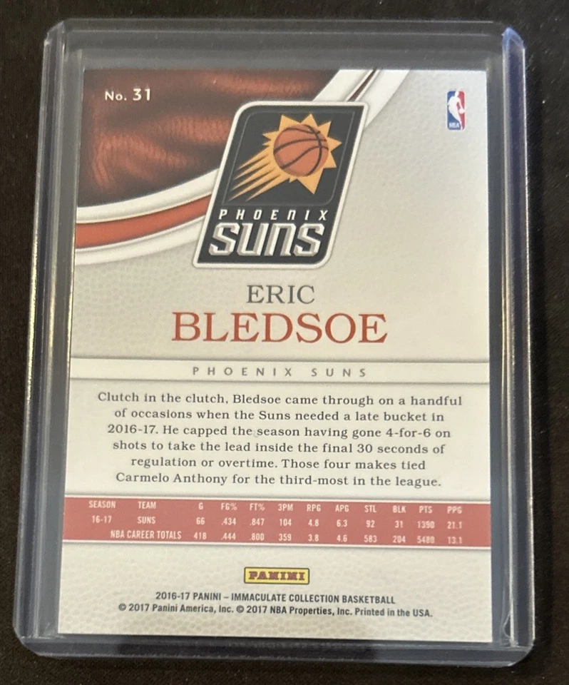 2016-17 Panini Immaculate Collection Silver Foil Eric Bledsoe #60 /99 Suns - Image 2 of 2