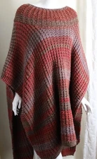 ESTATE Art-to-Wear L XL 1X 2X 3X HAND-KNIT Poncho Sweater Pullover