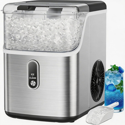 Nugget Ice Maker Countertop, Chewable Pellet Ice Machine with 33Lbs Daily Produc