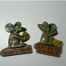 Vintage Mouse Fridge Magnets Set Don't Do It Say No To A Nibble Kitchen Decor