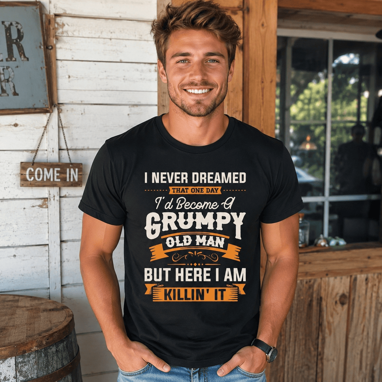 Funny Grumpy Old Man Killin' It T-Shirt | Sarcastic Grandpa Graphic Tee ...