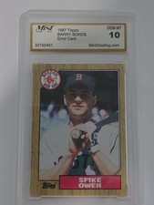 ​1987 TOPPS BARRY BONDS ROOKIE ERROR CARD #320 BACK Spike Owen Mint Grading 10. rookie card picture
